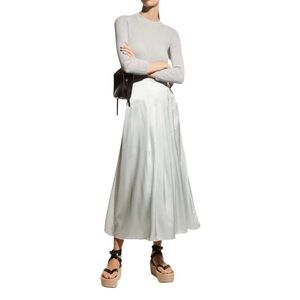 ATM Anthony Thomas Melillo Silk Pleated Wrap Skirt in Frost Size 12